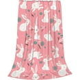 thumbnail image 3 of Pink Cute Bunny Blanket Funny Rabbit Floral Throw Blankets Gifts for Kids Adults Lightweight Soft Fleece Cozy for Sofa Couch Bed Room Easter Travel Party Decor 40x50in, 3 of 6