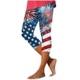 thumbnail image 3 of QATAINLAV Women's 4th of July Leggings, Stretch High Waist American Flag Print Yoga Pants Summer Casual Knee Length Patriotic Legging Capris Blue XXXXL Mother's Day Gifts, 3 of 6