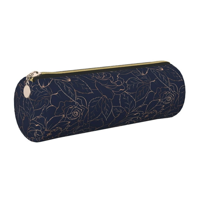 Disketp Navy Dark Blue Estuche Organizador de Lápices de Cuero, Estuche de Oficina con Cremallera para Bolígrafo y Lápiz