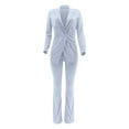 thumbnail image 2 of Prolriy Pants Suits for Women Dressy Women's V Neck Lapel Fashion Casual Solid Color Suit Two Set Classy Outfits for Women Grey XL, 2 of 8
