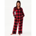 thumbnail image 4 of Joyspun Women’s Stretch Velour Notch Collar Top with Pants, 2-Piece Pajama Set, Sizes S to 3X, 4 of 5