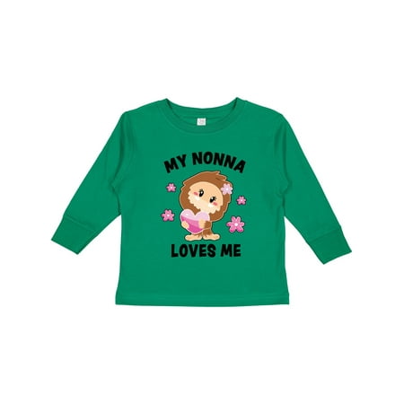 

Inktastic My Nonna Loves Me with Bigfoot Girls Long Sleeve Toddler T-Shirt