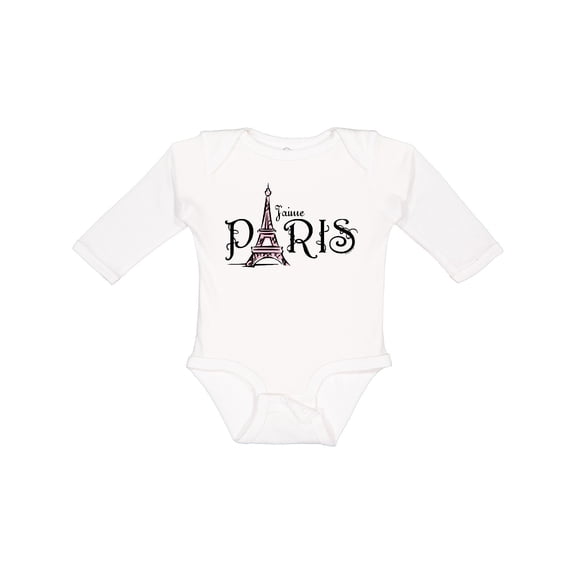 Inktastic J'aime Paris Girls Long Sleeve Baby Bodysuit
