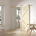 thumbnail image 2 of Rio Salto Gold Barn Door Hardware Kit Sliding Hardware Modern Barn Interior Gold Brushed Brass Panel Hardware - 5ft - Hardware ONLY Hardware Kit, 5 Feet - Single Door, 2 of 8
