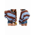 thumbnail image 3 of Vintage Sweaters for Women Crewneck Long Sleeve Preppy Oversized Knit Pullover Tops Coffee Color XL, 3 of 7
