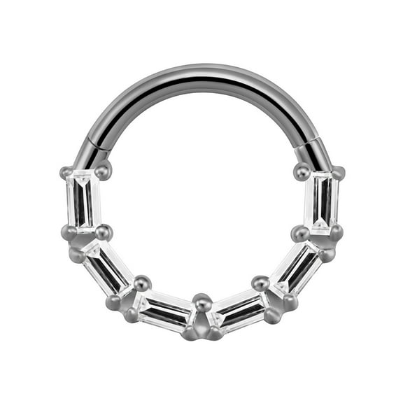 PERITANG Titanium Micro Cubic Zirconia Hinged Nose Hoop Ring Body Jewelry Unisex