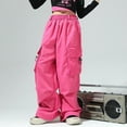 thumbnail image 7 of Odeerbi 3-14 Years Teen Girls Cargo Pants Athletic Sports Wide Leg Pants Spring Solid Color Loose Work Pants with Multiple Pockets, 7 of 7