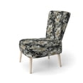 thumbnail image 3 of Designart "Exotic Floral Pattern In Grey And Black" White Floral Upholstered Accent Chair - Cottage Arm Chair For Bedroom, 3 of 7