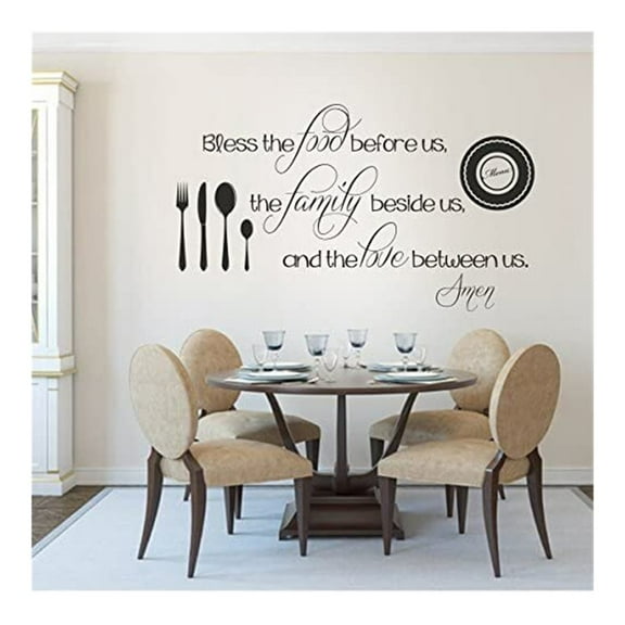 Kitchen Wall Quotes Sticker Bless The Food Before Us Dining Room Vinyl Wall Stickers Removable Wall Art