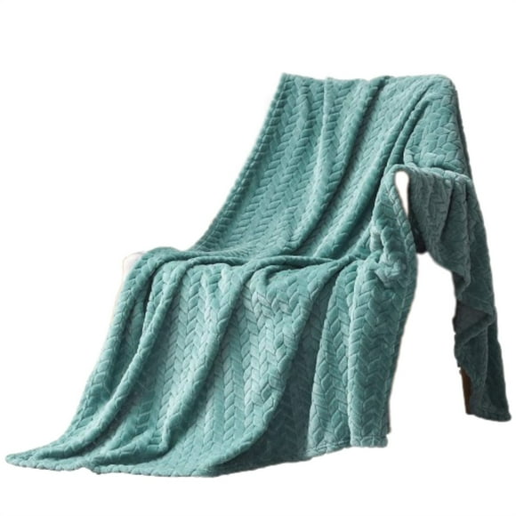 HJQEQVD Minky Blankets Large Flannel Throw Blanket Jacquard Weave Leaves Pattern Blanket for Office 127*178 cm