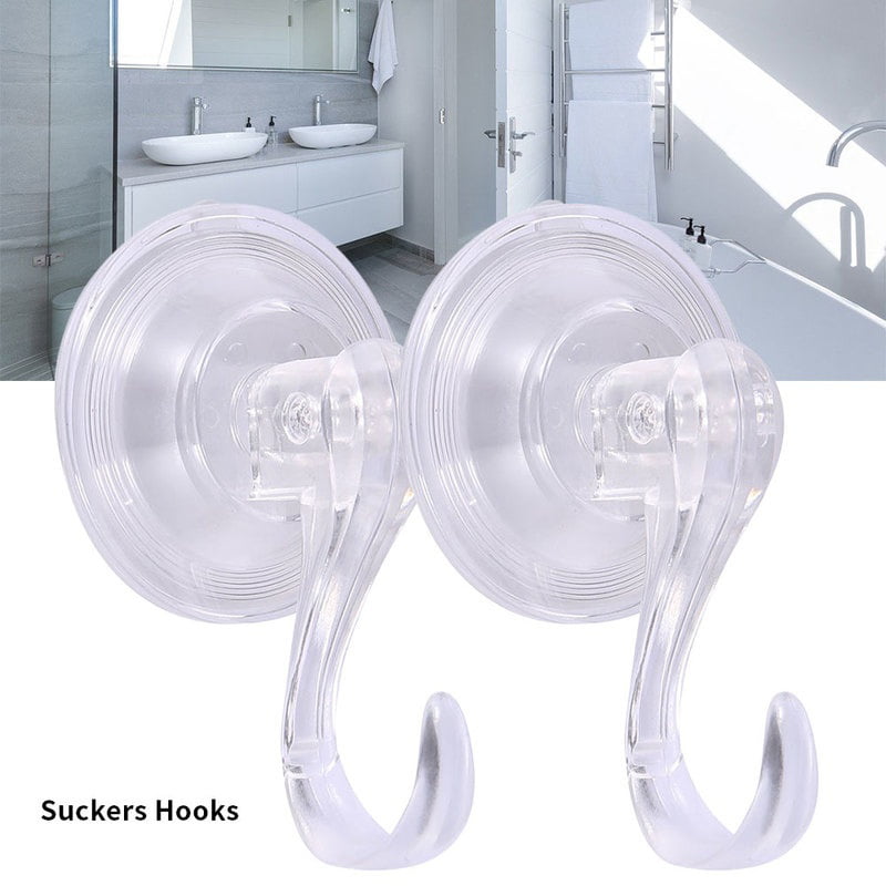 Teletrogy Suction Hook Multi-purpose Kitchen Bathroom Restroom Suction Hanger Traceless Key Coat Towel Holder with Strong Suction Holds up to 5Kg Transparent（2 Pack） 