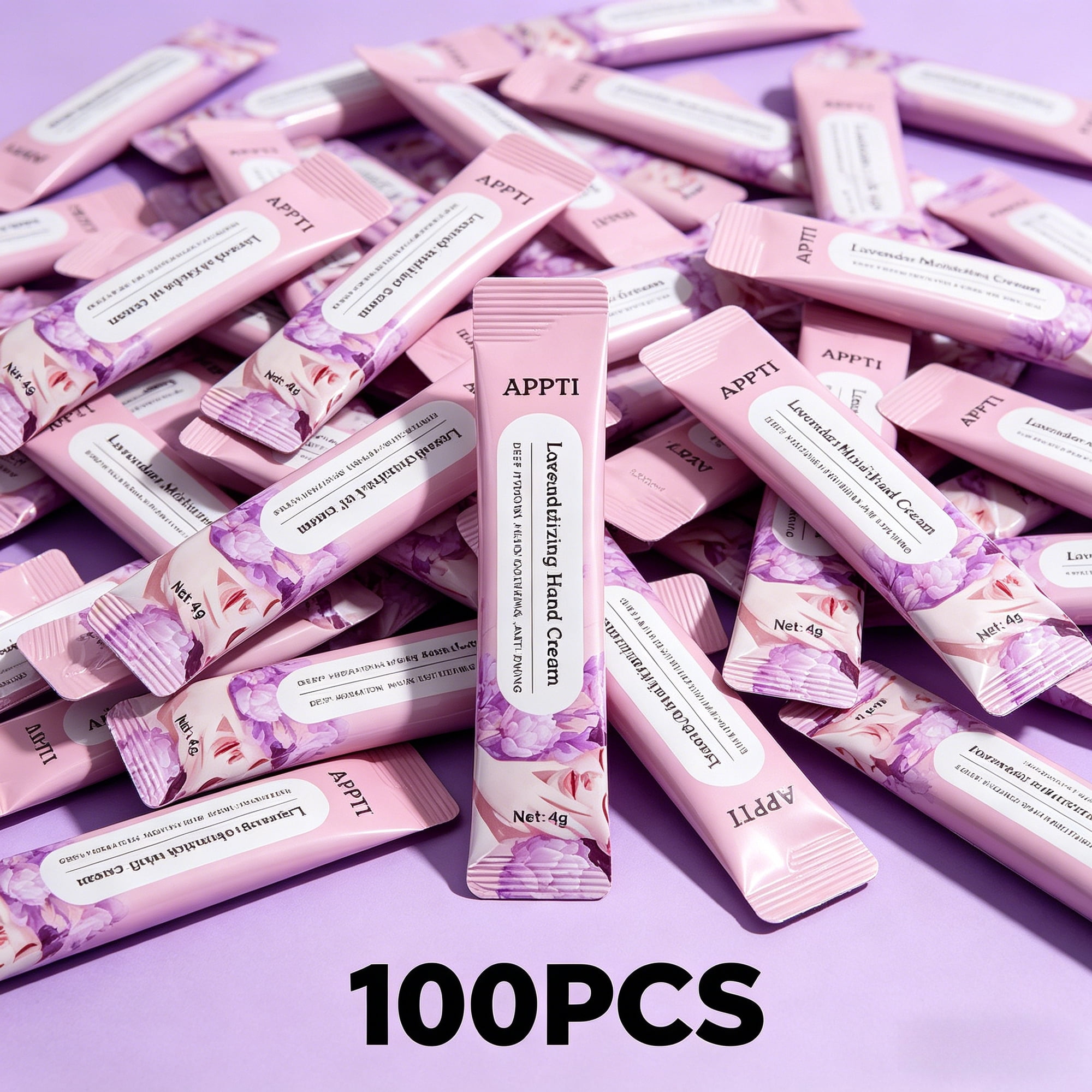 100PCS Single Pack Lavender Extract Hand Moisturizer, 4g Individually Wrapped Hand Cream Bulk, Natural Nourishing Hand Lotion for Dry Hands, Mini Travel Hand Cream Gift for Daily Office Outdoor Use