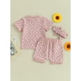 thumbnail image 5 of Musuos Baby Girls Shorts Set, 6 12 18 24M 3T Floral Short Sleeve T-shirt with Shorts and Hairband Summer Outfit, 5 of 10