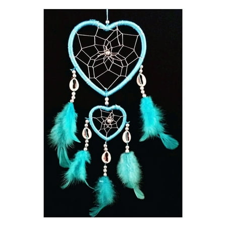 Blue Catchers - Handmade Heart-shaped Dream Catcher (With a Betterdecor Gift Bag) (Light Blue)
