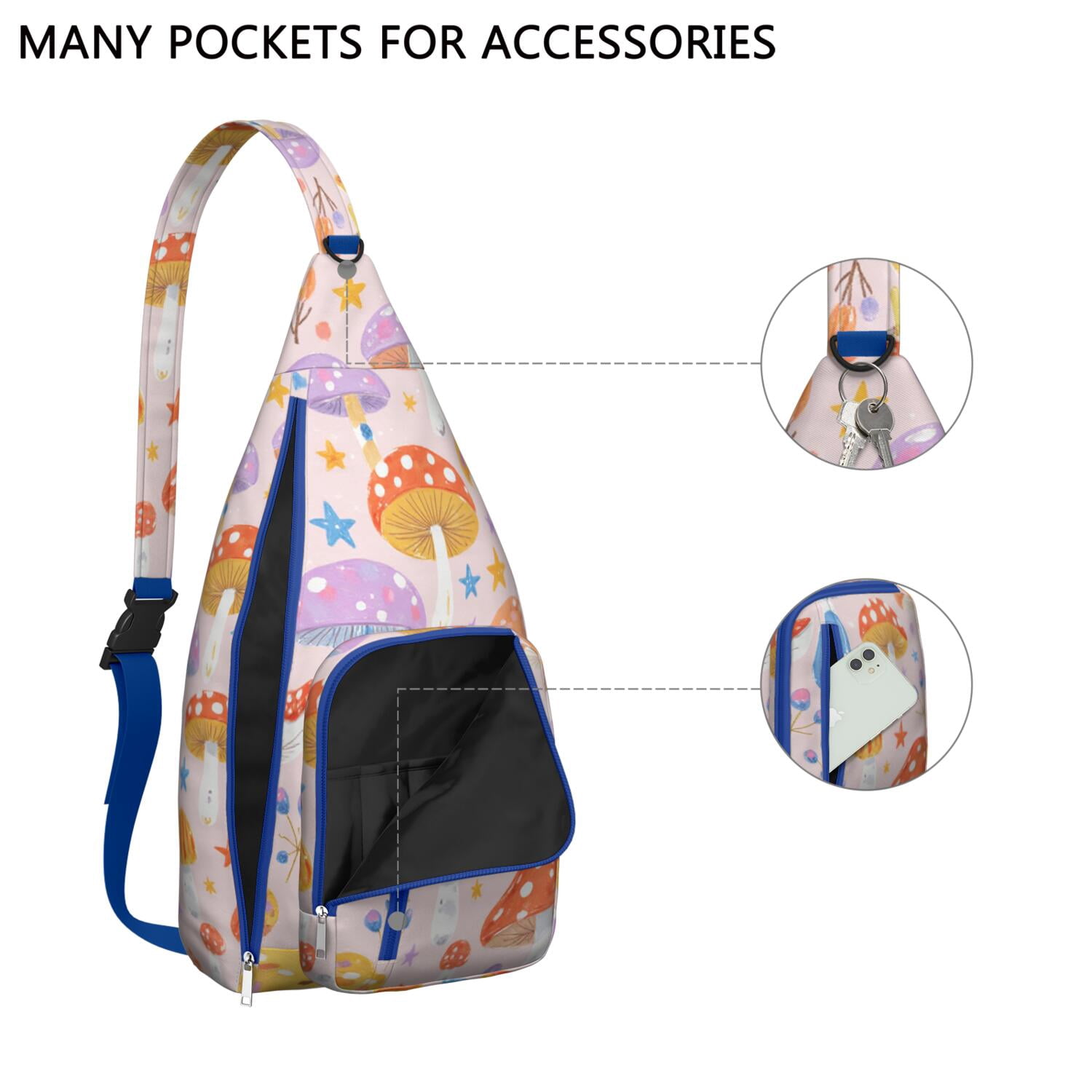 Mushroom Travel Sling Bag AntiTheft Sling Shoulder Bag for Cycling Mountain Climbing
