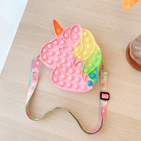 Anti-Stress Unicorn Pop Fidget Toy Shoulder Bag for Women Decompression Storage Purse