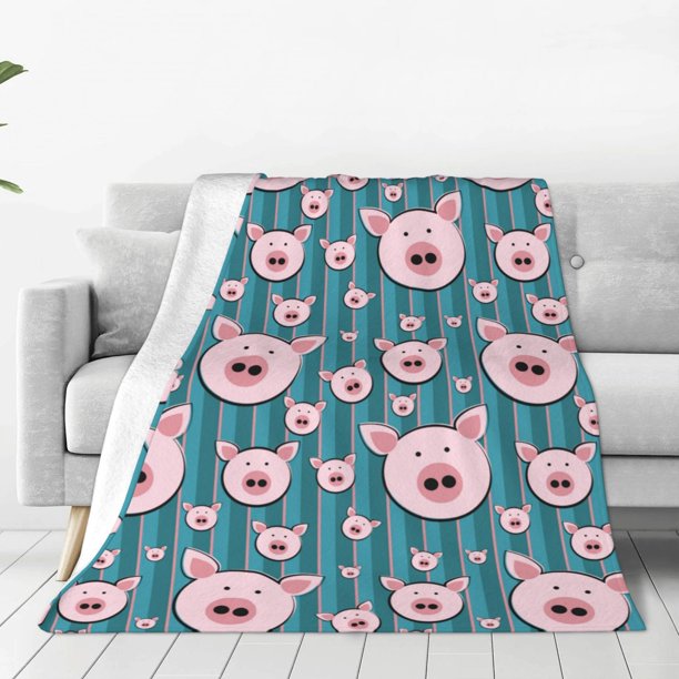 Fotbe Funny Pig Faces Manta de Franela Acolchonada con Estampado, Súper Suave y Esponjosa, Extra Grande para Sofá, Cama, Uso Todo el Año-60"x50"