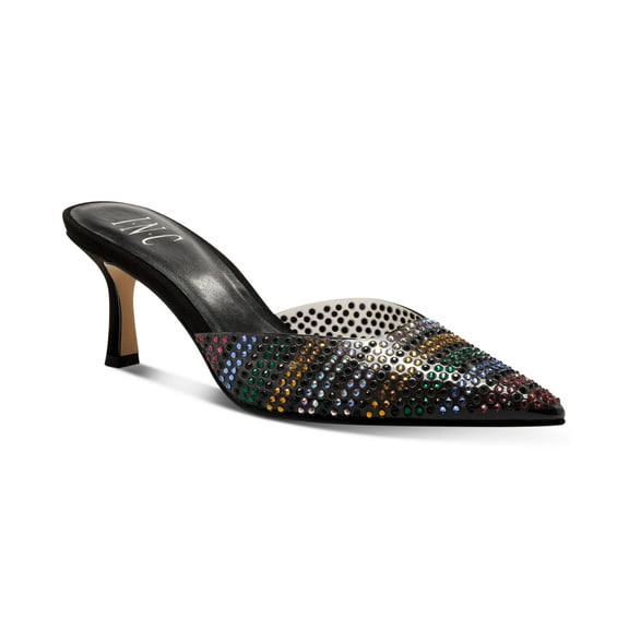 INC International Concepts Giralda Mid-Heel Mules Stripe Bling 6.5M