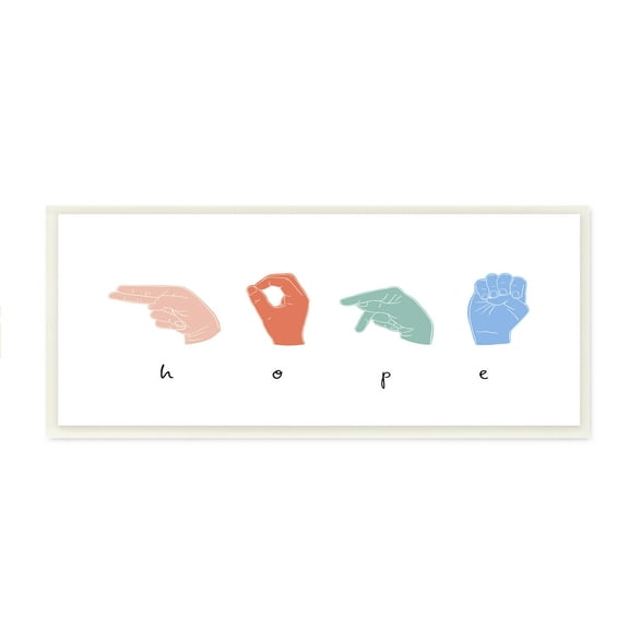 Stupell Industries Sign Language Hope Hands Design Wood Plaque by Emma Scarvey