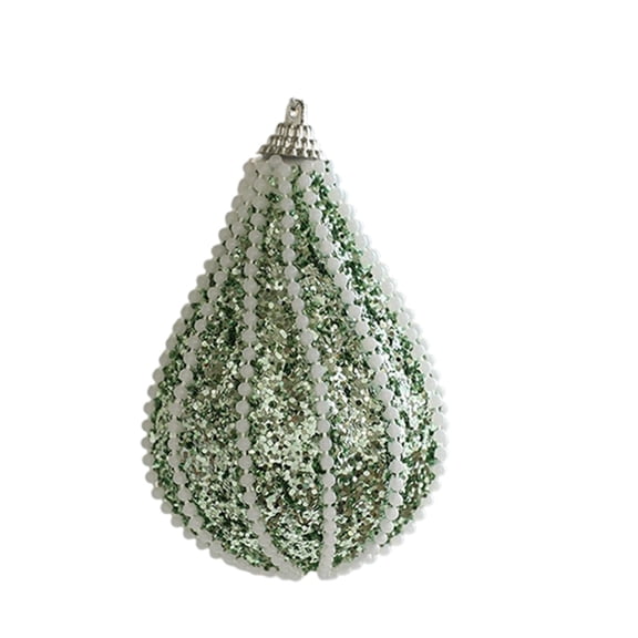 Glitter Mint Green Christmas Ornaments – Hanging Foam Decoration Balls with Pearl, Teardrop & Leaf Designs for Xmas Tree, Wedding, Party & Home Decor