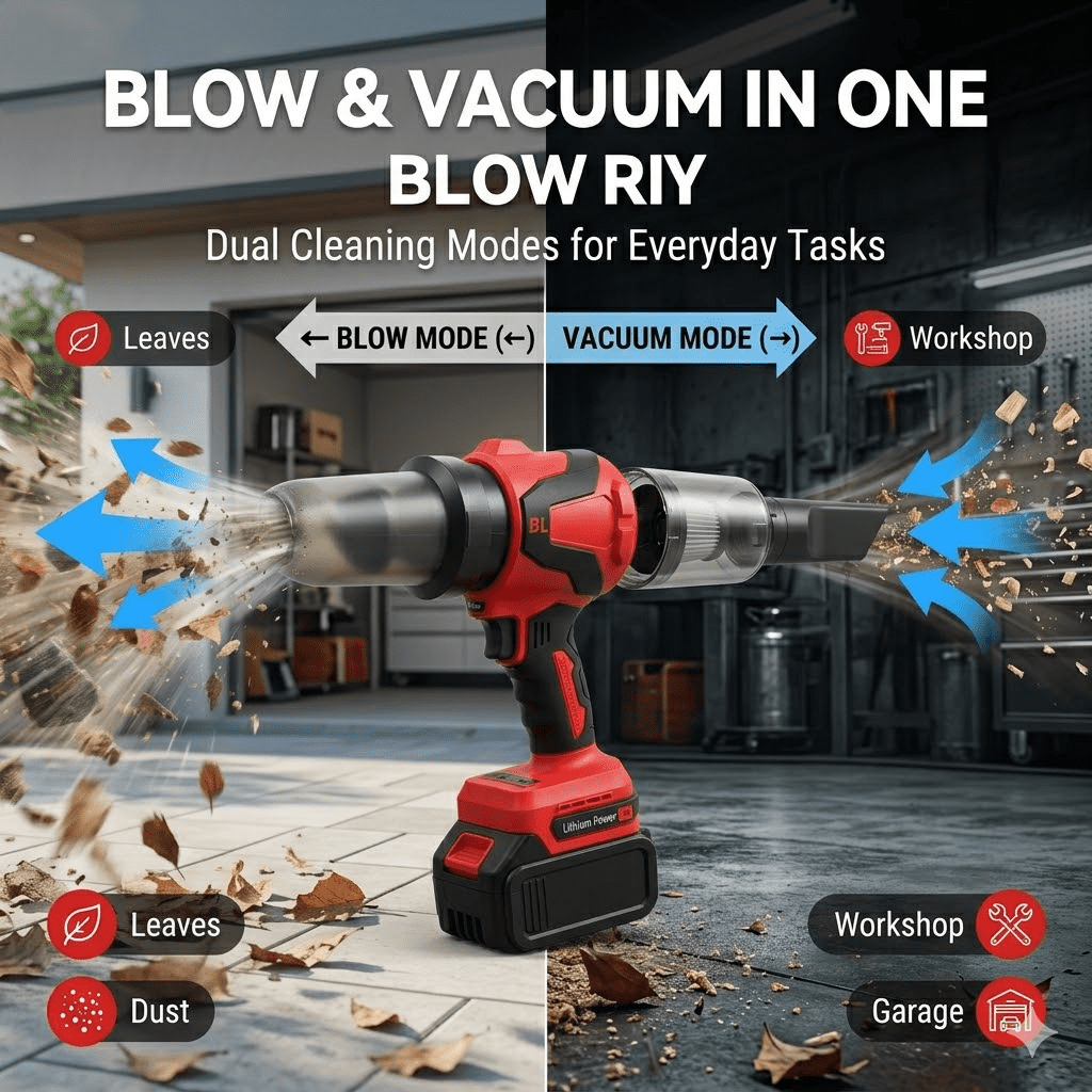 Cordless Leaf Blower Vacuum, 21V Brushless Electric Leaf Blower with 2 Batteries and Charger, Battery Powered Lawn Blower, 2-in-1 Small Handheld Blower Vacuum with Storage Case for Lawn Care,