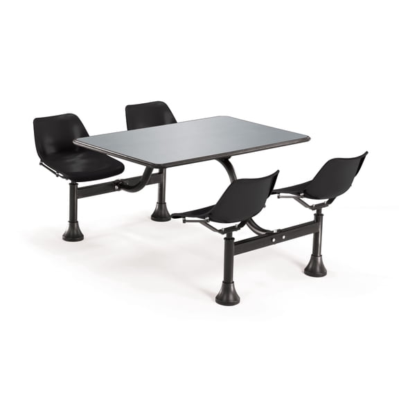 OFM Model 1004 Cluster Seating Table with 24" Stainless Steel Top and Black Seats