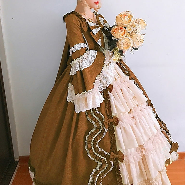 Nmnitkp Gothic Dress Unique Design Vintage Large Hemline Princess Dress Long Party Dress Women's Rococo Masquerade Ball Gown Pay Attention to Detail
