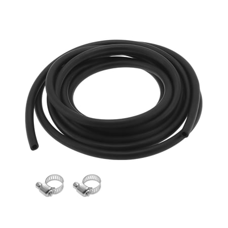 Unique Bargains 1 Set Lubricating Oil Hoses 5x8mm Nitrile Rubber Water Hose Pipe Tubing 2 Pcs Clamp Outdoor Black