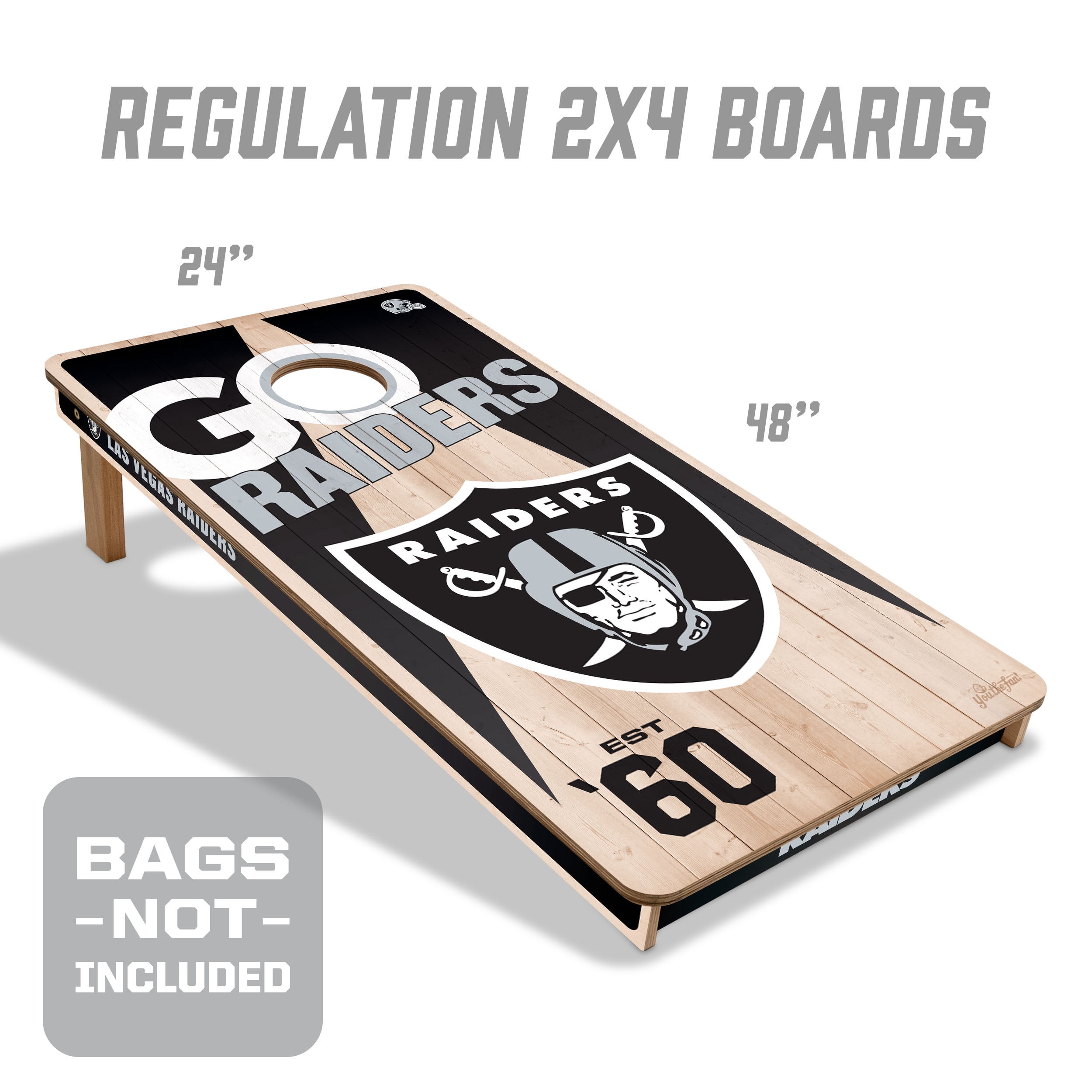 YouTheFan NFL Las Vegas Raiders 2' x 4' Cornhole Game No Bags