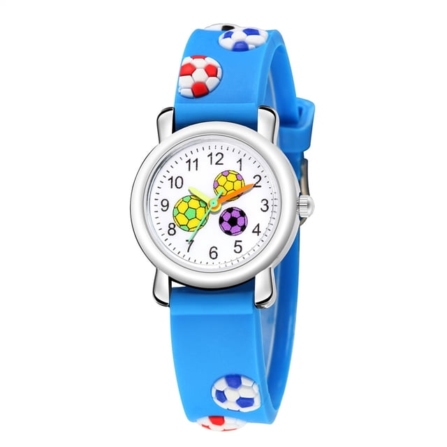 EGNMCR Relief Trend Fashion Sports Children's Football Pattern Quartz Watch Gift Quartz Watch