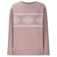 thumbnail image 3 of Frostluinai Chandails Flocon de Neige pour Femmes Manches Longues Chandails Raglan Col Rond Tricot Vintage Chandail Automne Imprimé Île Féerique, 3 of 6