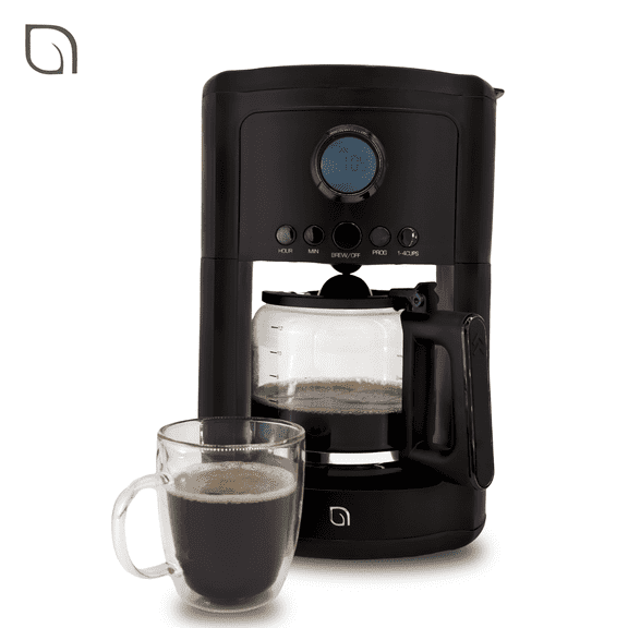 Willow Kitchen 12-Cup Drip Coffee Maker, Digital Programmable Coffee Maker with Auto Keep Warm Function, Black