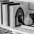 thumbnail image 4 of Metal Bookends for Shelves Modern Decorative Heavy Duty Study Book Support Stoppers for Office Desk Shelf Room 5.3"x4.3"x7.9" Cast Iron Simple Tall Bookends 1 Pair (Gothic Crow), 4 of 7