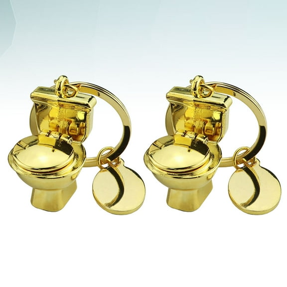 Masteelf 2 Pcs Toilet Keychain Closestool Keychain Size 1 Golden