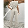 thumbnail image 5 of EASYBRA Womens Pants Suit Solid Color Casual Wear Organic Cotton Blend Two Piece Outfit Three Quarter Sleeve Long Pants S-XXL, 5 of 5