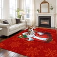 thumbnail image 2 of 5'x7' Area Rugs for Living Room Bedroom, Red Christmas Santa Claus Washable Rug Carpet Runner Indoor Outdoor, Snowflakes Winter Xmas Gifts Non Slip Floor Mats Area Rug for Kitchen, Nursery, 2 of 8