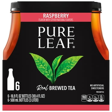 Pure Leaf Raspberry Real Brewed Iced Tea, Bottled Tea Drink, 16.9 oz, 6 Bottles