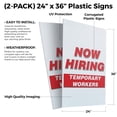 thumbnail image 2 of Now Hiring Temporary Workers (2-PACK) 24" x 36" Plastic Signs | Sign Insert 4mm Corrugated Plastic Signs Storefront Window Poster, 2 of 2
