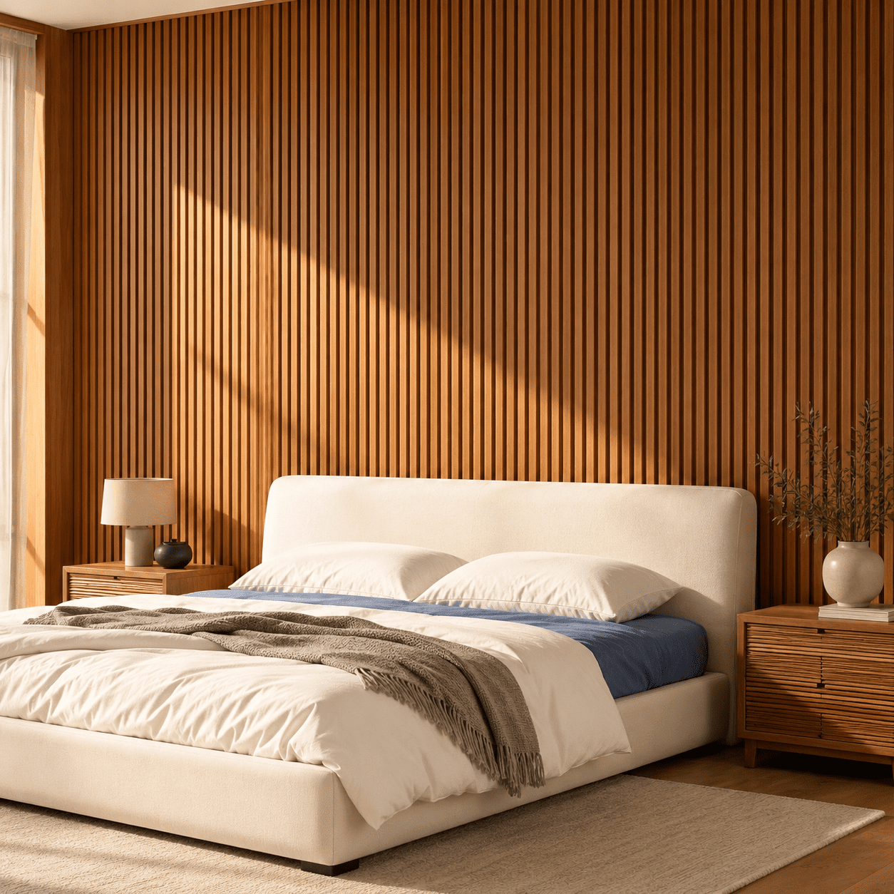 Yeslife 2 pcs Wood Slat Acoustic Wall Panels, 95.7 in x 24 in, Teak MDF, 3D Decorative Sound-Absorbing Panels for Interior Walls, 31.65 sq ft