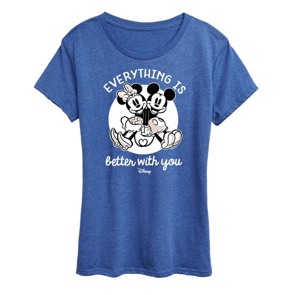 Disney - Mickey & Friends - Mickey & Minnie in Love - Everything is Better with You - Women's Short Sleeve Graphic T-Shirt