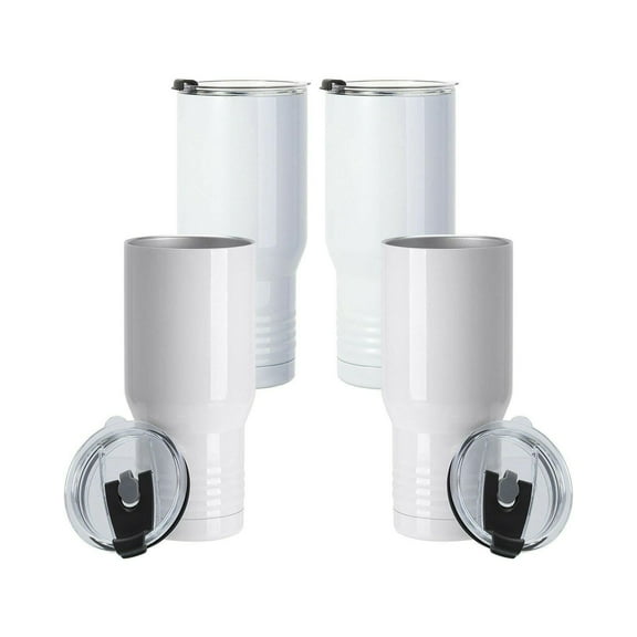 Craft Express Sublimation Printing Stainless Steel Travel Tumblers - 30 oz, White, Set of 4