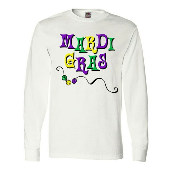 Inktastic Mardi Gras Beads Long Sleeve T-Shirt