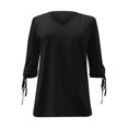 thumbnail image 6 of Otvok Women's Mid Sleeve Tops Summer Solid Color V-Neck Casual Blouses Shirts, 6 of 6