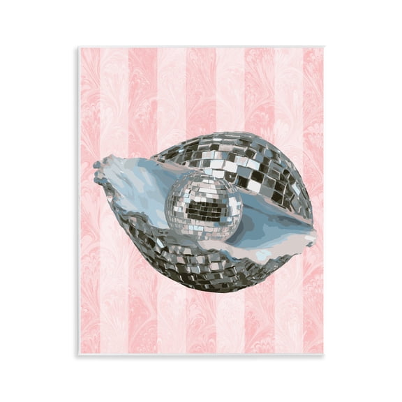 Stupell Industries Disco Oyster on Stripes Fashion Painting Unframed Art Print Wall Art, 11 x 14