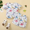 thumbnail image 2 of BJUTIR Baby Suit Summer Cartoon Dinosaur Cute Factory Summer Boy Cartoon Short Sleeve T Shirt Shorts 2Pcs Suit For 12-18 Months, 2 of 6