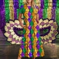 thumbnail image 1 of Jusqu'à 65 % de Rabais! Robes d'Été Mode pour Femmes 2024 Grande Taille Mardi Gras Imprimé Carnaval Manches Courtes Col Rond Robe Décontractée Fluide à Volants Maxi Robe de Plage avec Poches, 1 of 6