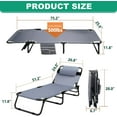 thumbnail image 3 of ABORON Folding Lounge Chair, Adjustable 4-Position ,Portable Folding Chaise , Folding Camping Cot with 2 Sided Mat&Headrest, 3 of 9