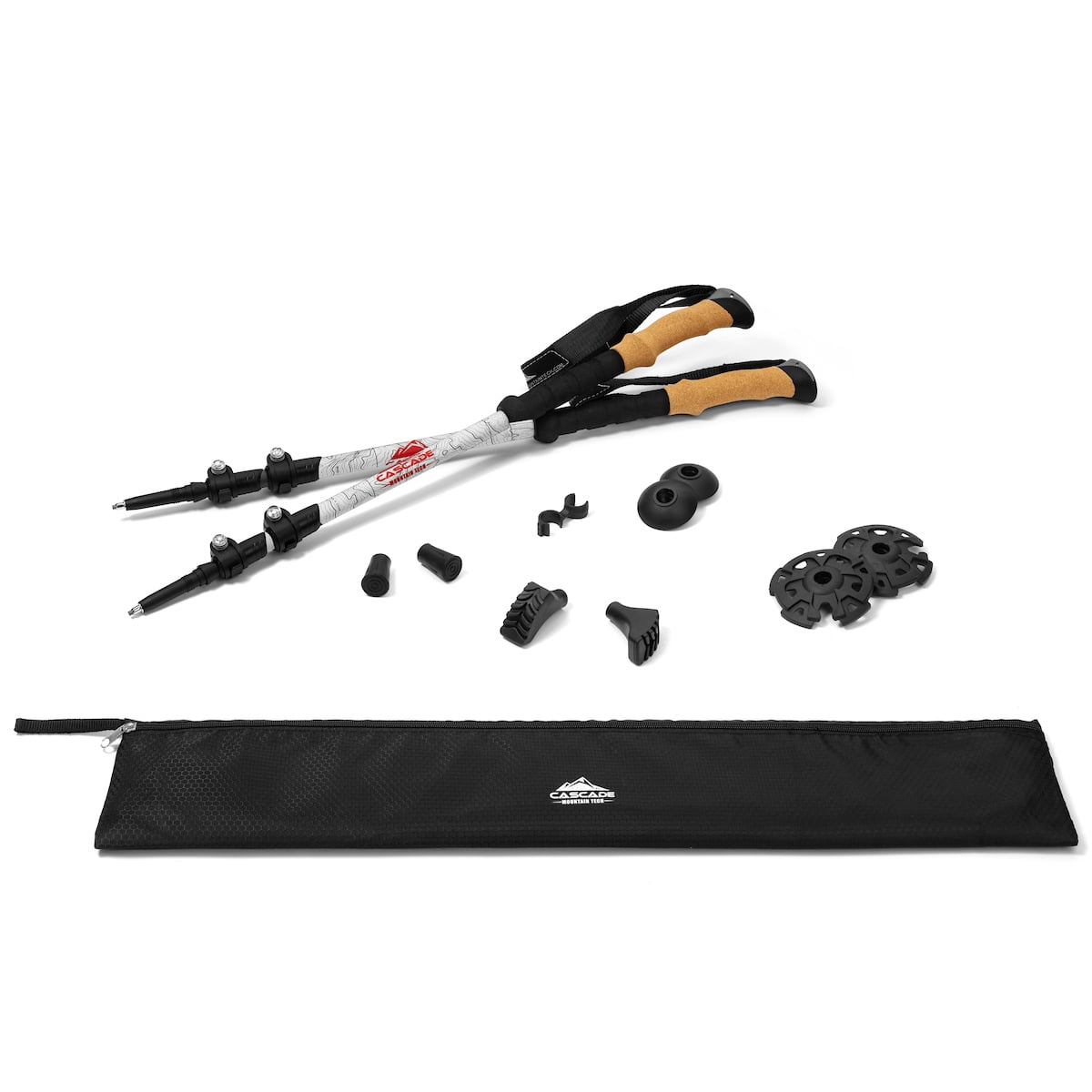 Cascade Mountain Tech Carbon Fiber Quick Lock Cork Grip Trekking Poles - Walking or Hiking Stick