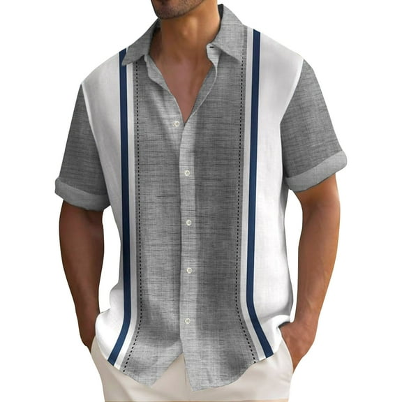 YDDIAN Men's Cuban Guayabera Casual Shirts Button Down Short Sleeve Dress Shirt Summer Beach Mexican Tops Dark Gray 3XL