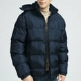 thumbnail image 6 of Tuphregyow Men Warm Waterproof Puffer Jacket Windproof Winter Coat Hooded Solid Lightweight Warm Casual Packable Down Jacket Trendy Long Sleeve Zip Pockets Dark Blue M, 6 of 9